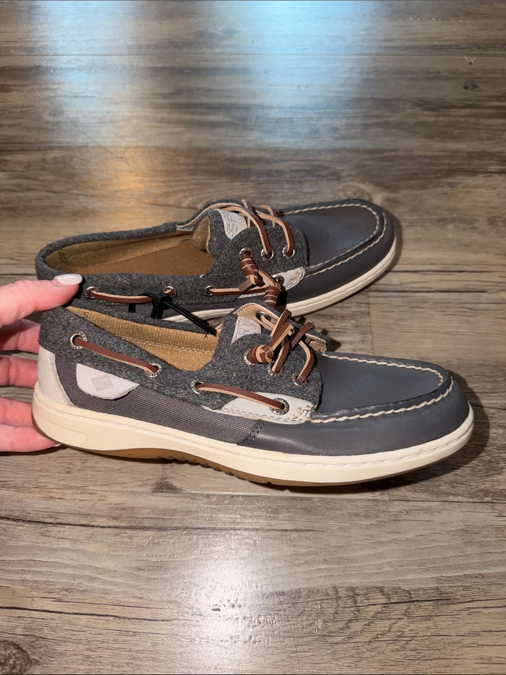 Sperry Gray and Brown Women's Boat Shoes